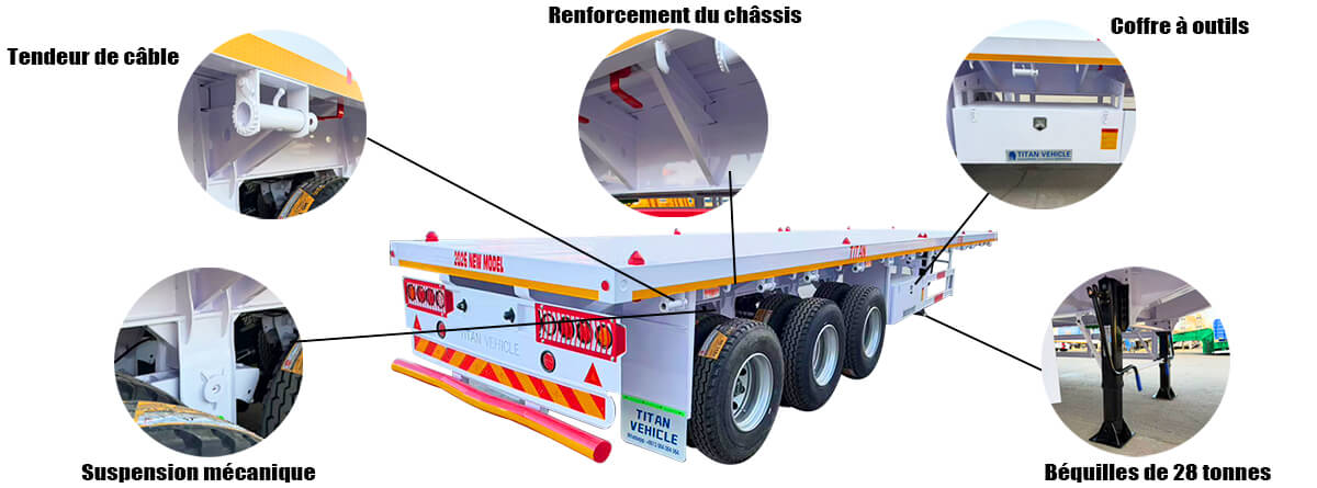 Semi Remorque &agrave; Plateau - Prix Remorque Plateau 3 Essieux &agrave; Vendre