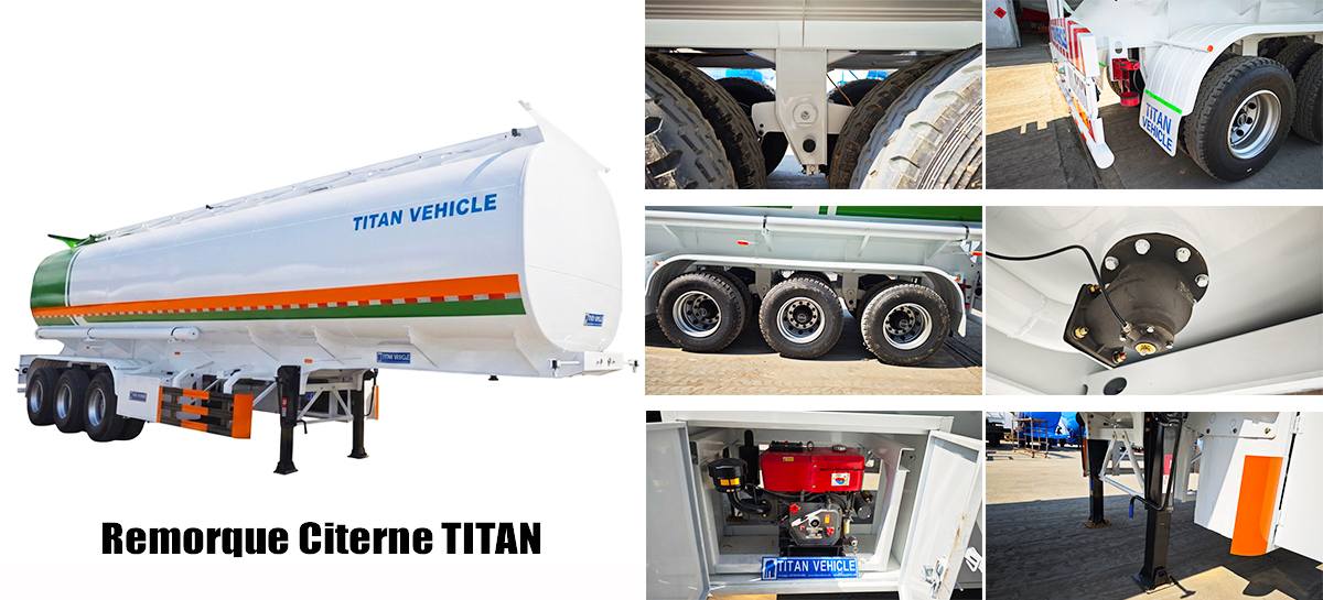 Semi Remorque Citerne &agrave; Carburant Titan 40000L / 45000L &agrave; Vendre au Mali