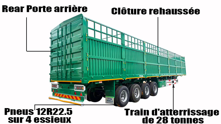 Semi Remorque porte-Clôture 4 Essieux à Prix d'usine en Vente au Togo