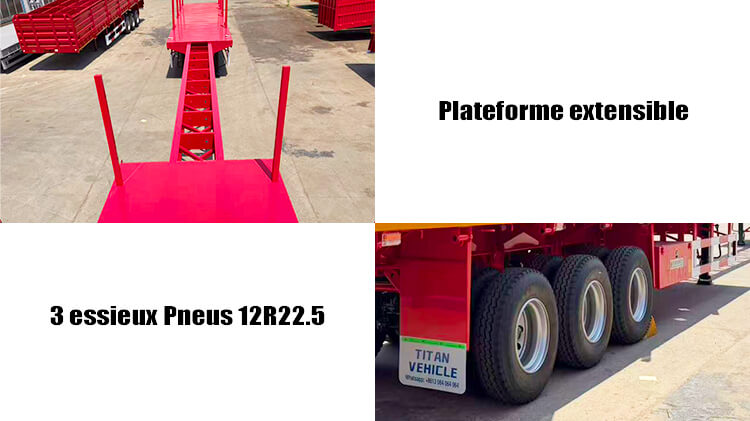 Semi Remorque Plateau Extensible avec Colonnes à Vendre au Gabon