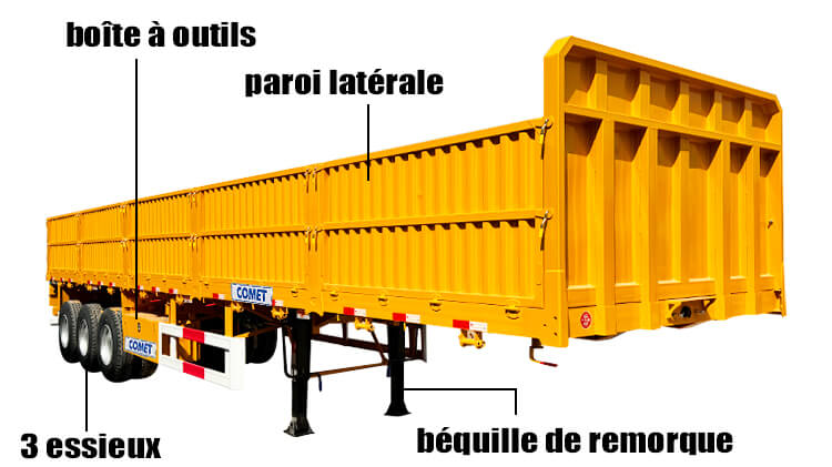Semi Remorque Plateau Ridelles à 3 Essieux Comet à vendre au Sénégal